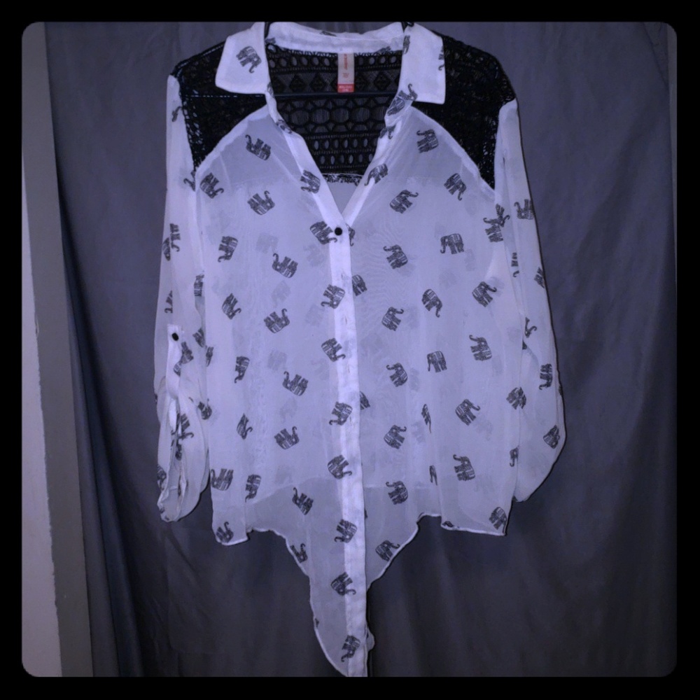 Sheer tie-front blouse